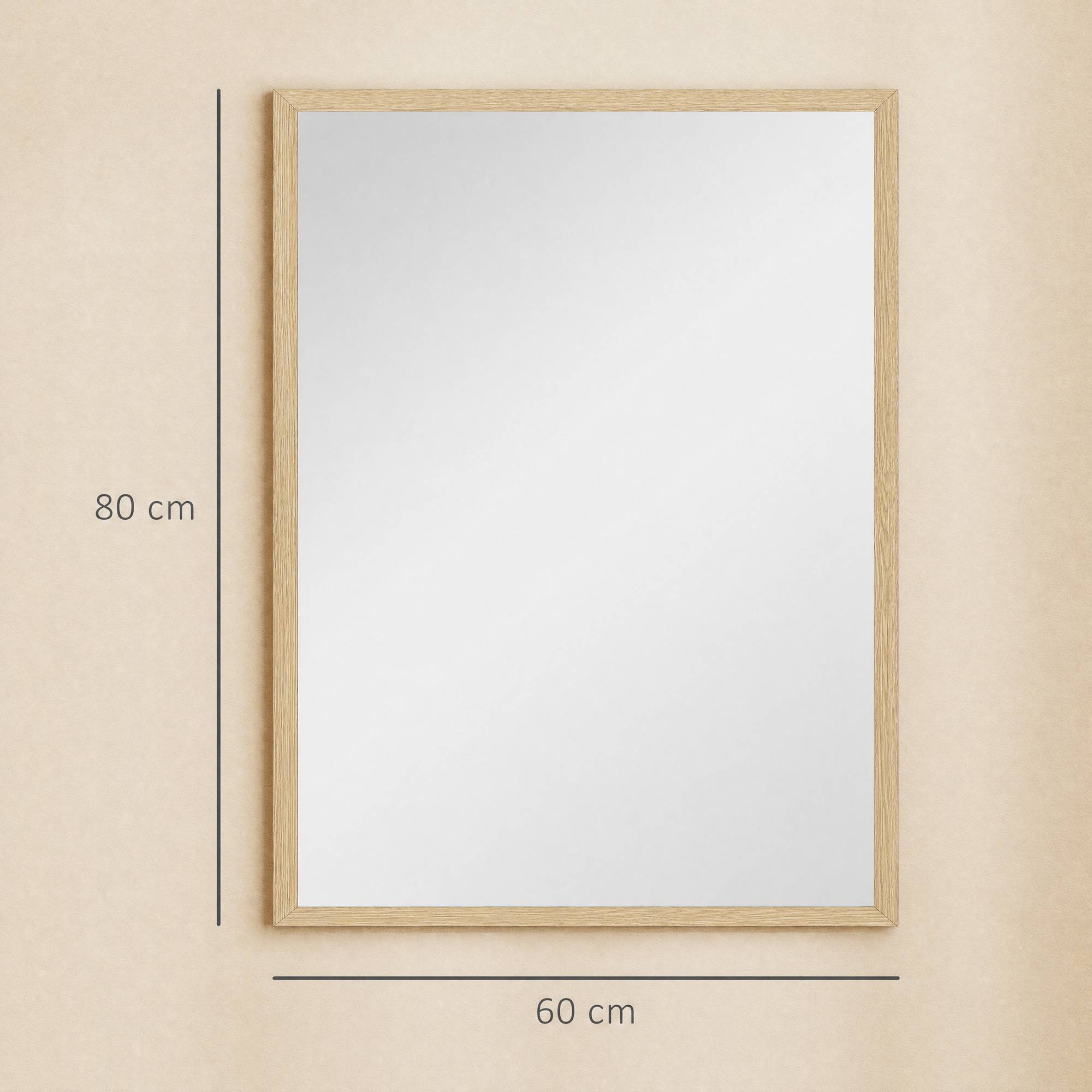 Sans Marque - Miroir mural rectangulaire 80x60 cm cadre bois naturel salle bain salon chambre - Image 5