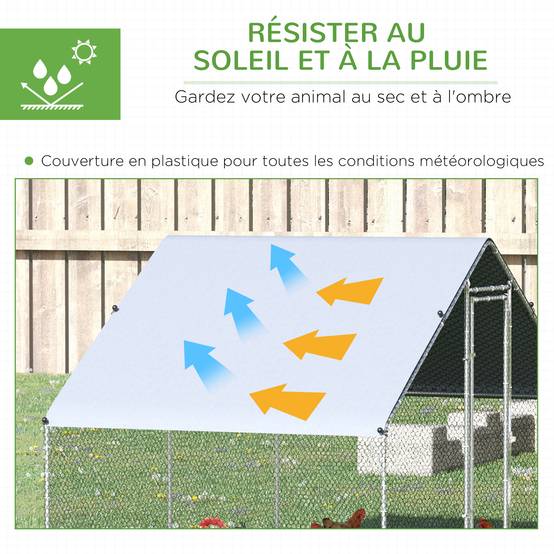 Volière pour volailles acier galvanisé gris 300 x 200 x 200 cm - PANGIVO - Image 6