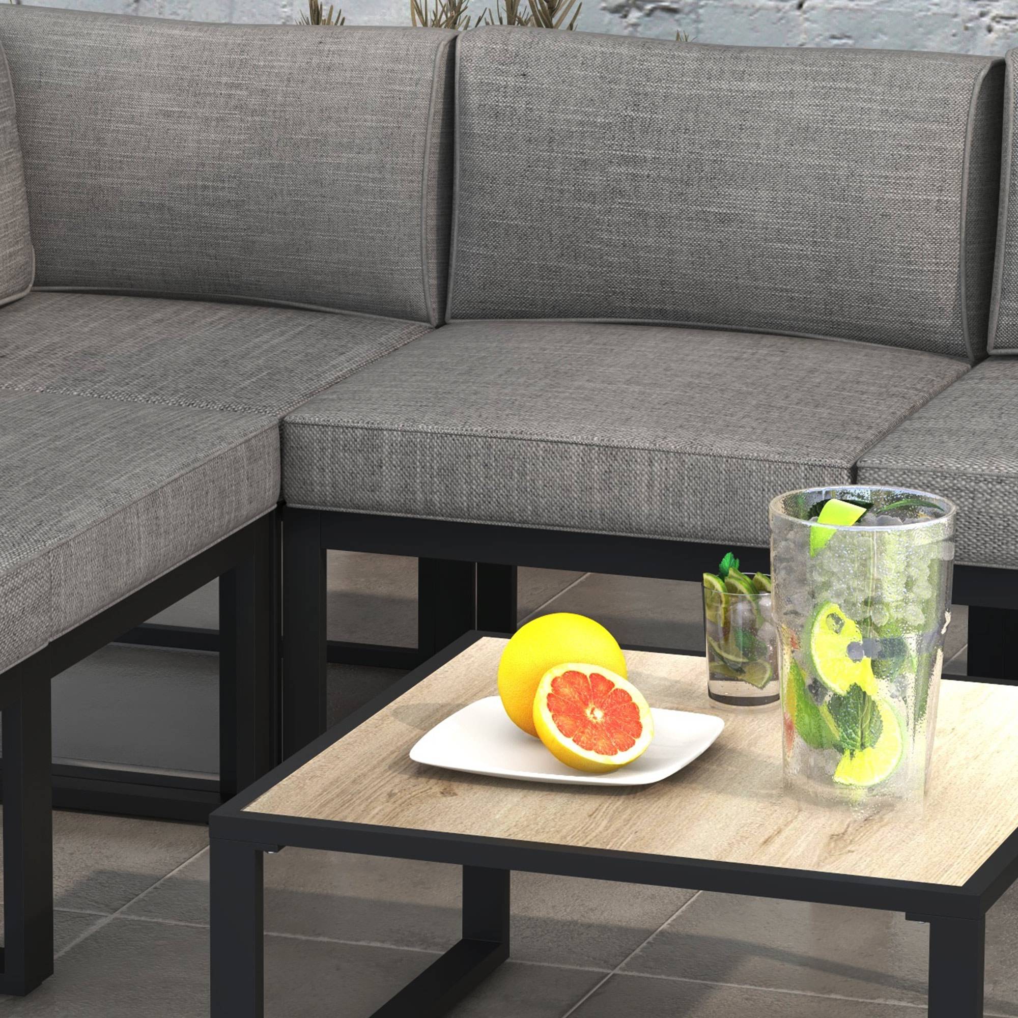 Outsunny - Ensemble Salon de Jardin d'angle extérieur 6 places grand confort aluminium - Outsunny - Image 5