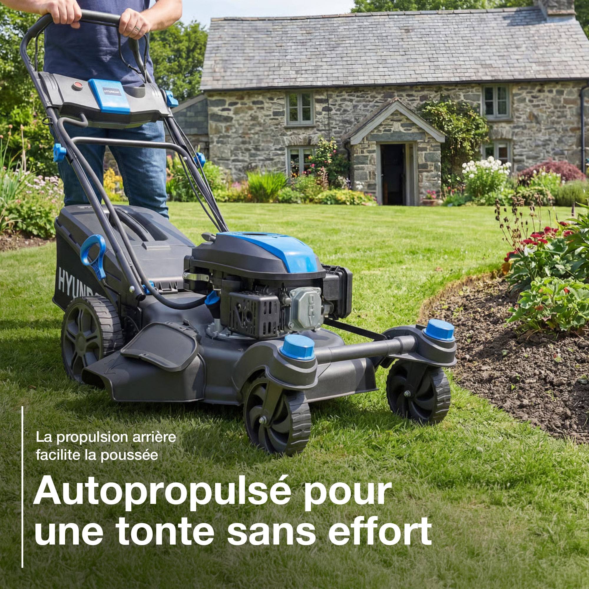 Tondeuse à Gazon Thermique Autotractée 51 cm 196 cm3 Roues Pivotantes HYM20200SPEZX-EU Hyundai - Image 7