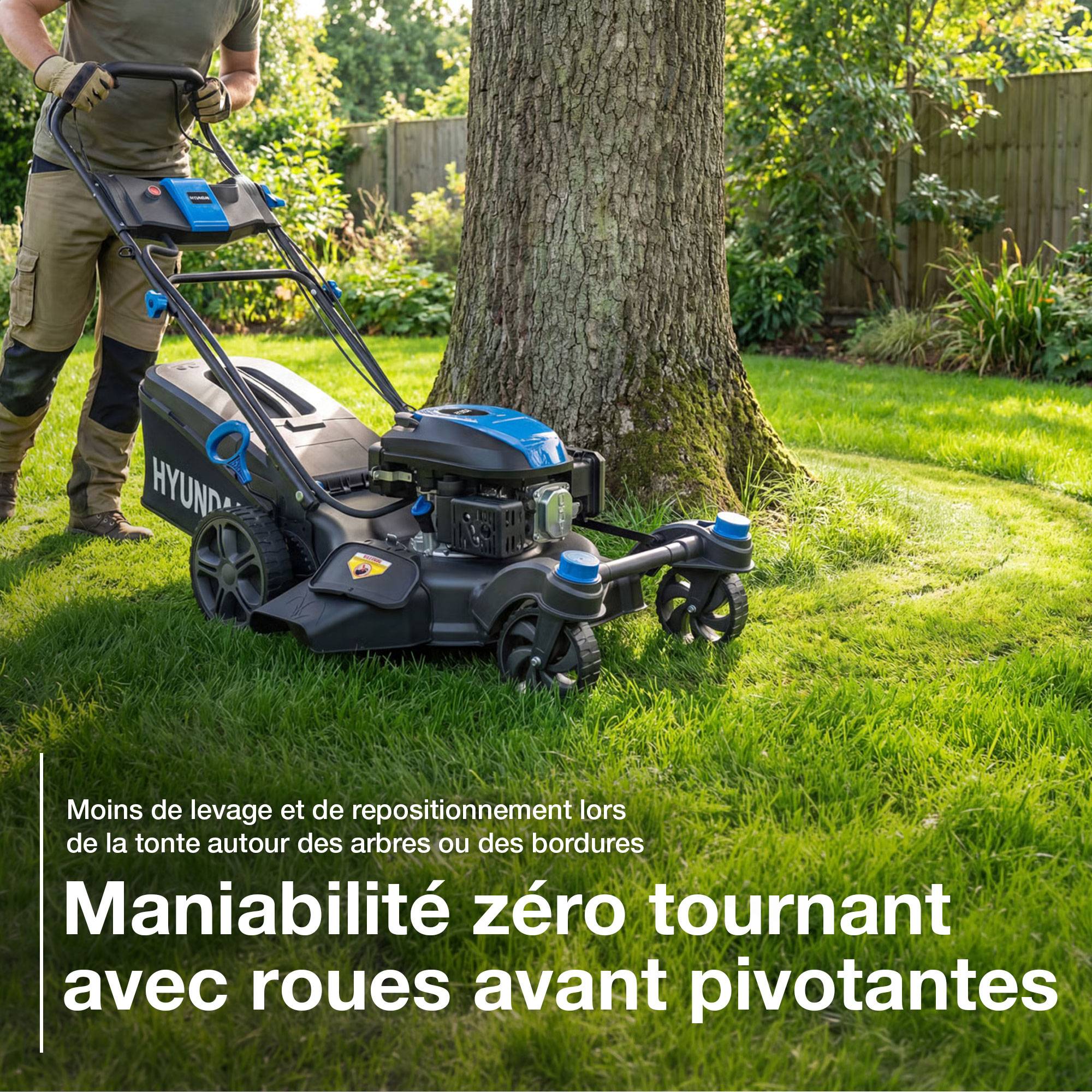 Tondeuse à Gazon Thermique Autotractée 51 cm 196 cm3 Roues Pivotantes HYM20200SPEZX-EU Hyundai - Image 8