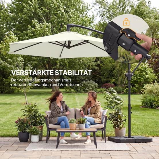 Parasol déporté métal pour jardin terrasse protection anti-UV Ø300cm blanc crème - ComfortXL Outdoor Living - Image 4