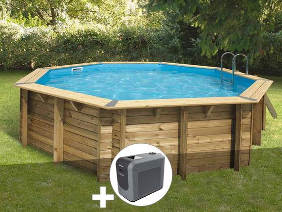 Ubbink - Kit piscine bois Ubbink Océa 5,10 x 1,20 m - Liner gris + Poolican
