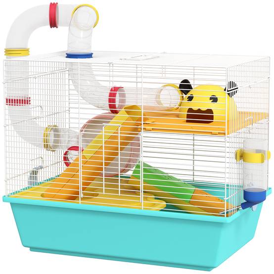 Cage hamster tubulaire Acier et PP complète avec accessoires 45x28x37cm Multicolore - ComfortXL Outdoor Living - Image 2
