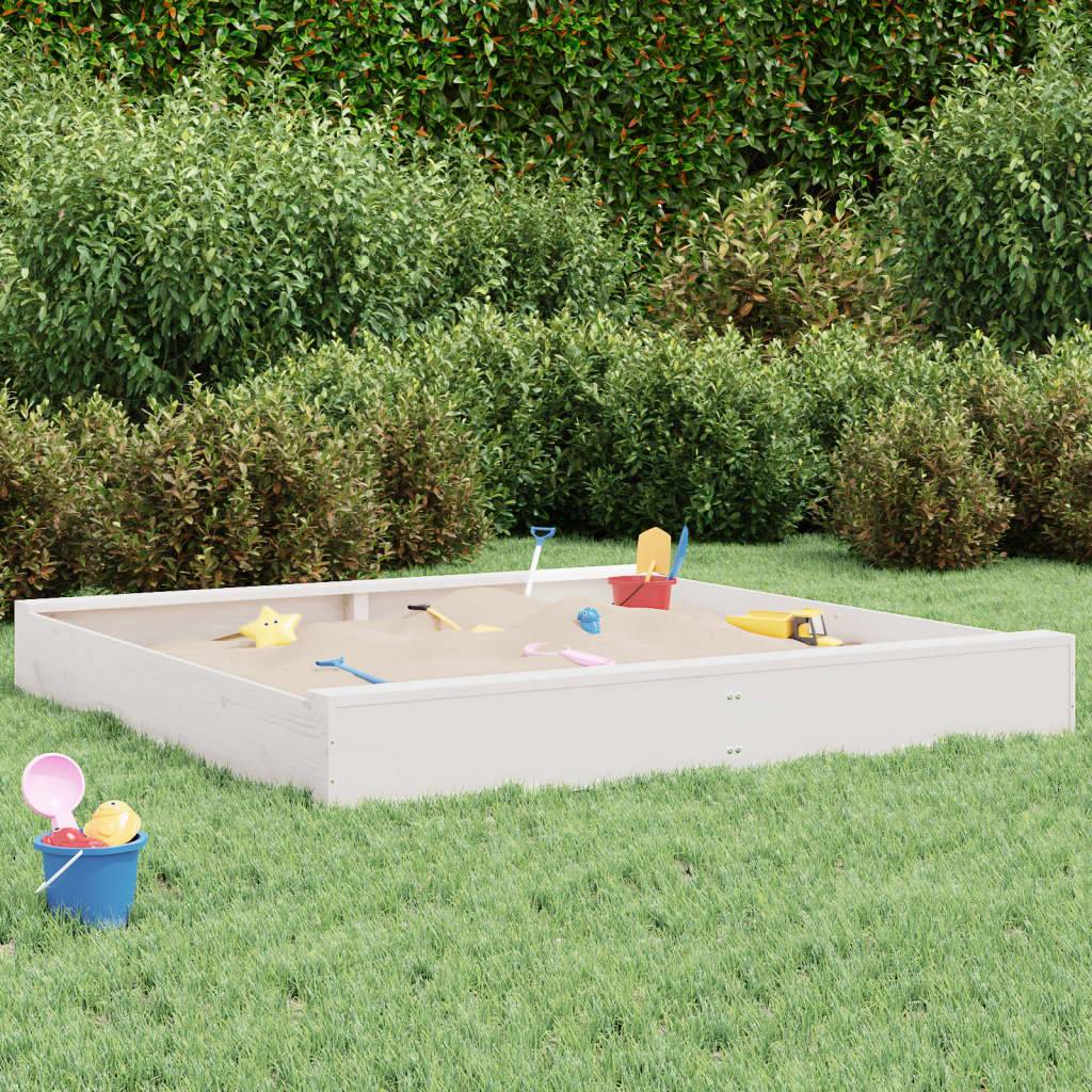 Bac à sable - Maison de jeu pour enfants avec sièges blanc carré bois de pin massif-JU12113 - Image 2