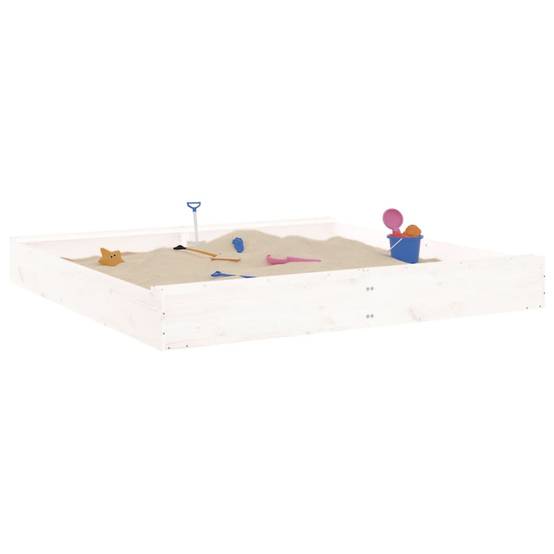 Bac à sable - Maison de jeu pour enfants avec sièges blanc carré bois de pin massif-JU12113 - Image 3