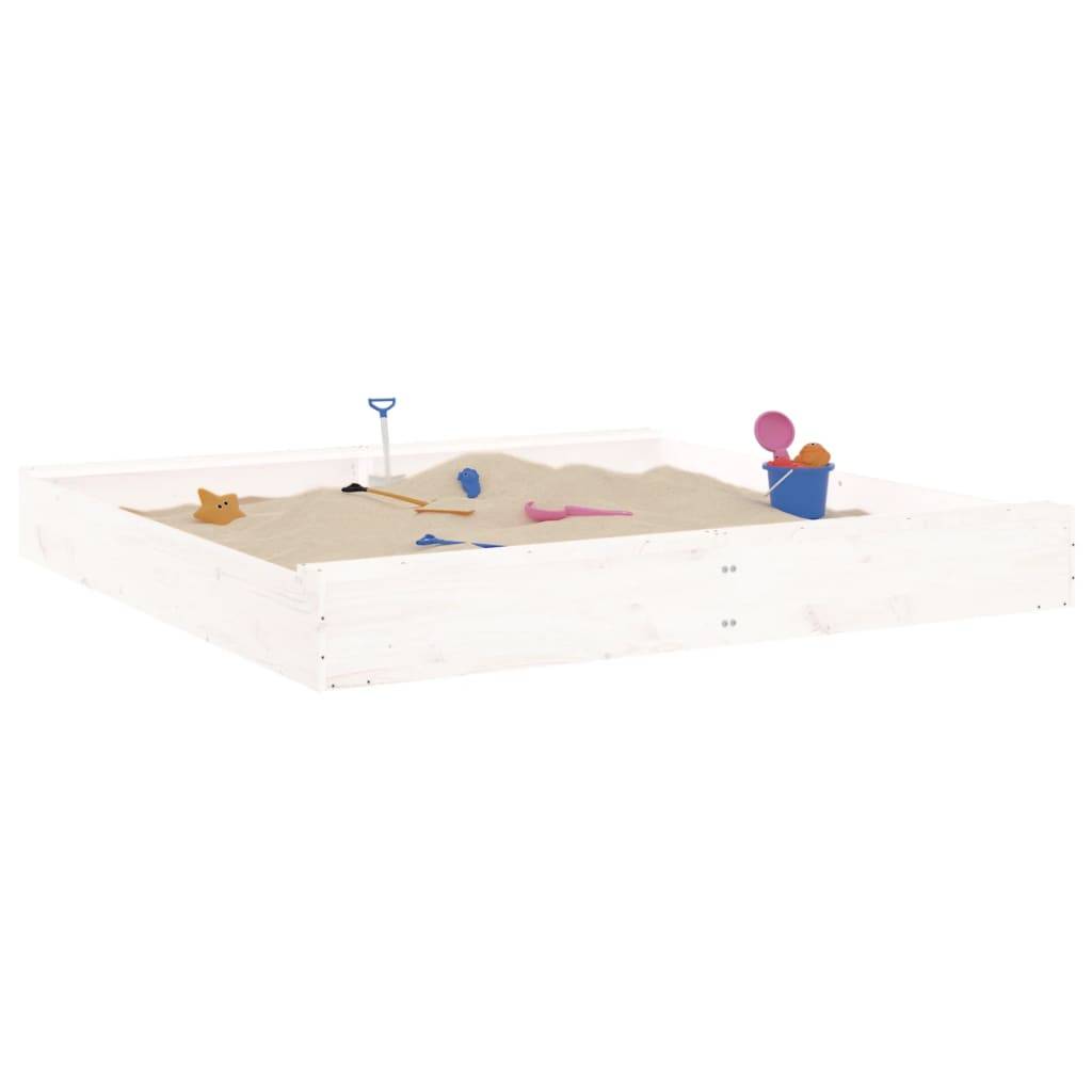 Bac à sable - Maison de jeu pour enfants avec sièges blanc carré bois de pin massif-JU12113 - Image 3