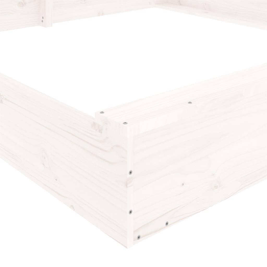 Bac à sable - Maison de jeu pour enfants avec sièges blanc carré bois de pin massif-JU12113 - Image 7