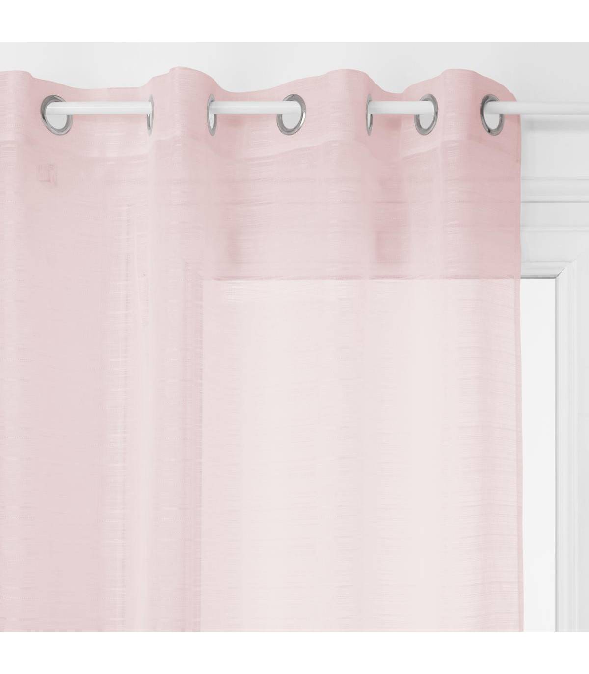 Voilage à œillets Rose tissage à rayures 140 x 240 cm - Image 1