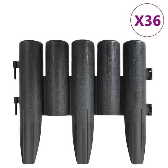 Bordure de pelouse effet rondins plastique aménagement 10m anthracite - ComfortXL Outdoor Living - Image 2