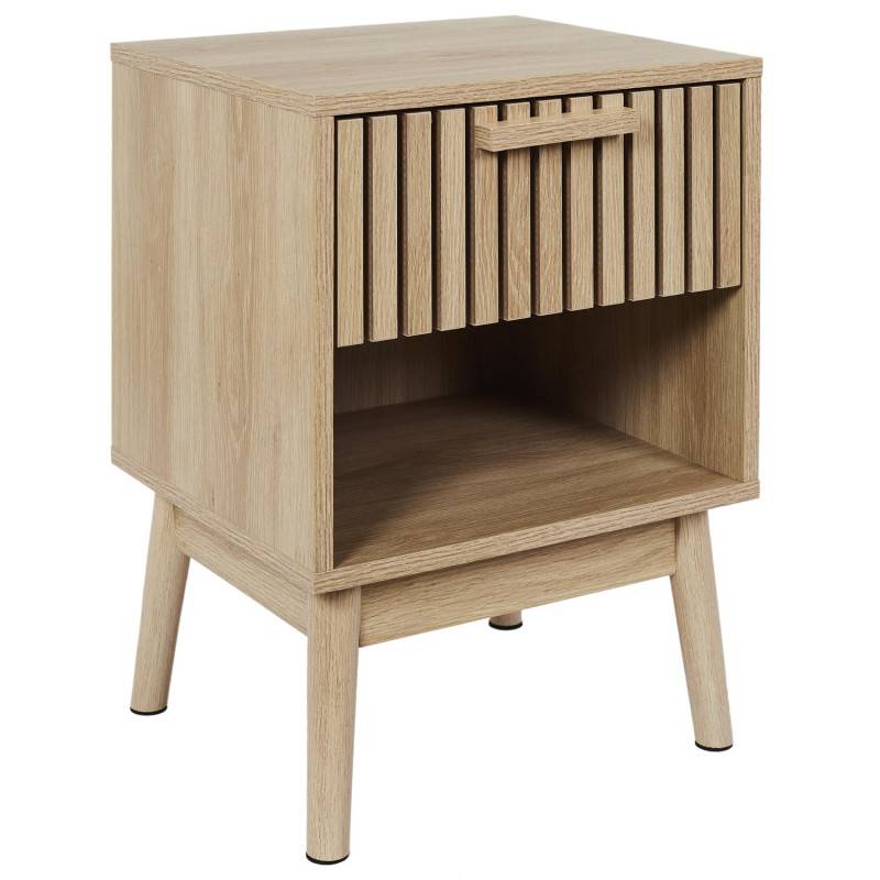 The Home Deco Factory - Table de chevet 1 tiroir Klaus effet tasseaux - Image 1