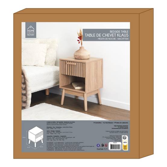 The Home Deco Factory - Table de chevet 1 tiroir Klaus effet tasseaux - Image 6