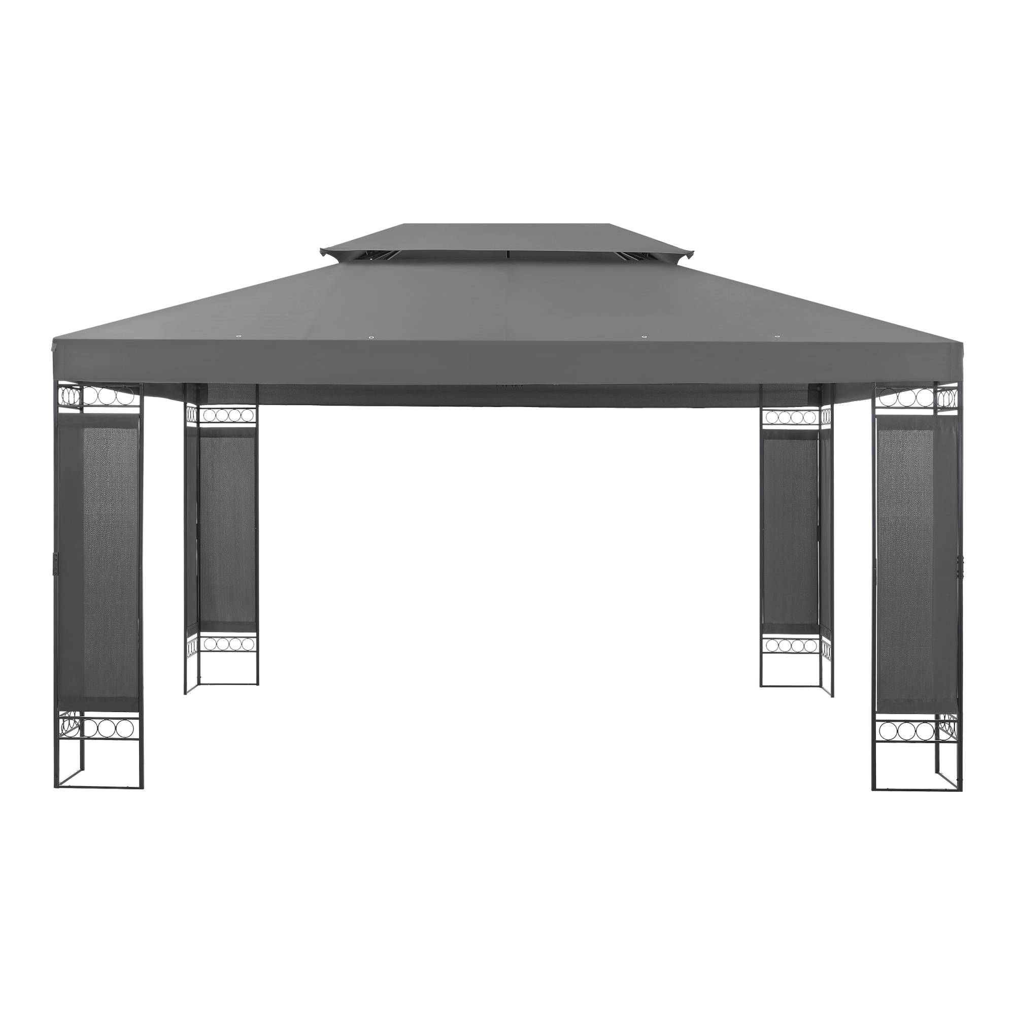 Tonnelle de jardin Lanciano avec structure en acier 400 x 300 x 265 cm gris foncé [en.casa] - Image 4