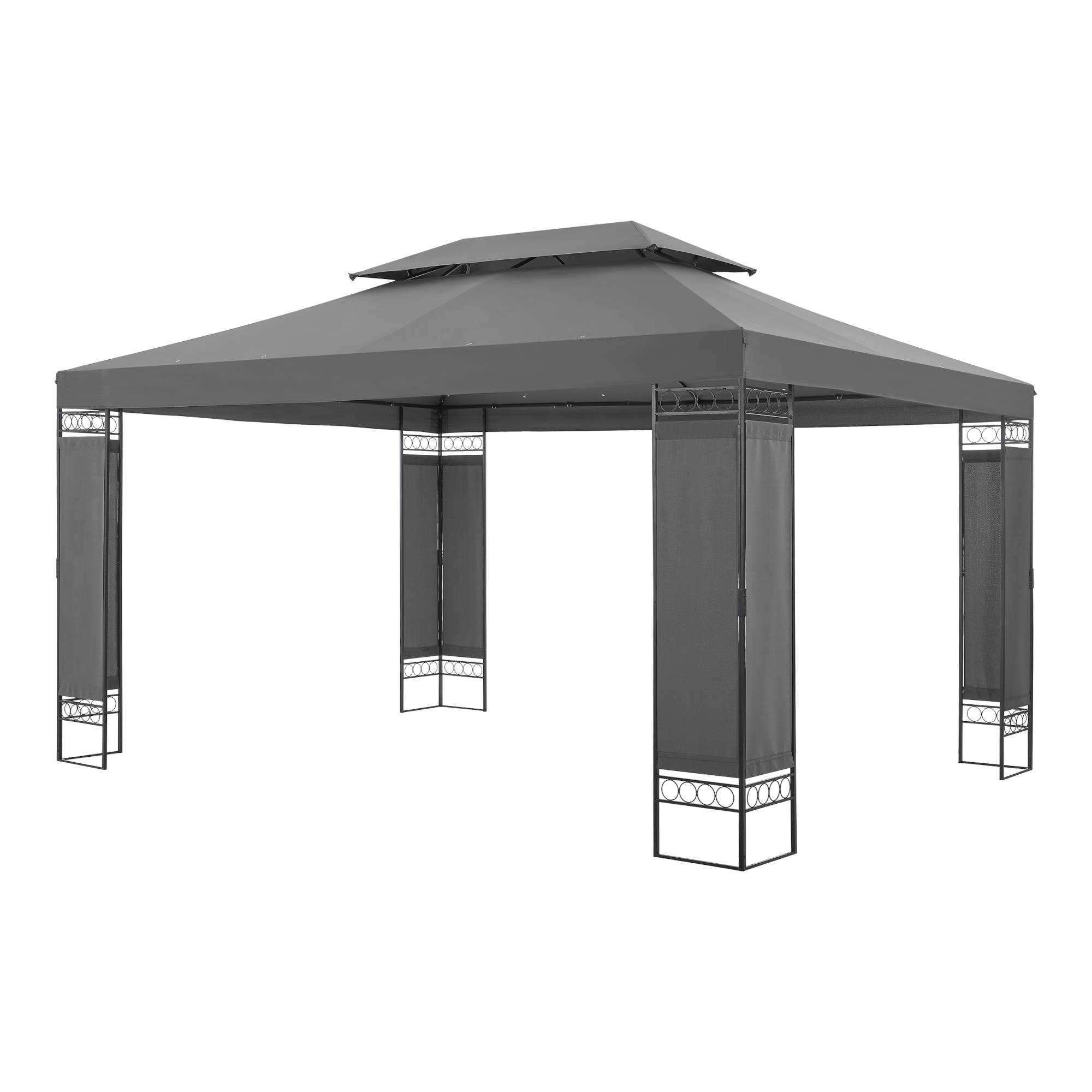 Tonnelle de jardin Lanciano avec structure en acier 400 x 300 x 265 cm gris foncé [en.casa] - Image 1
