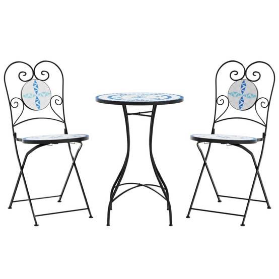 Maison Chic - Ensemble de bistro - Salon De Jardin mosaïque bleu et blanc fer et céramique MI735 - Image 1