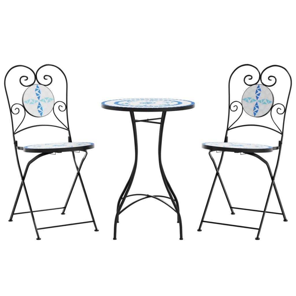 Maison Chic - Ensemble de bistro - Salon De Jardin mosaïque bleu et blanc fer et céramique MI735 - Image 1