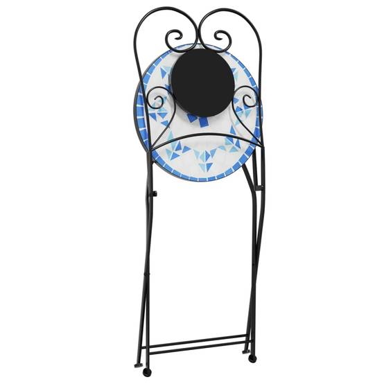 Maison Chic - Ensemble de bistro - Salon De Jardin mosaïque bleu et blanc fer et céramique MI735 - Image 5