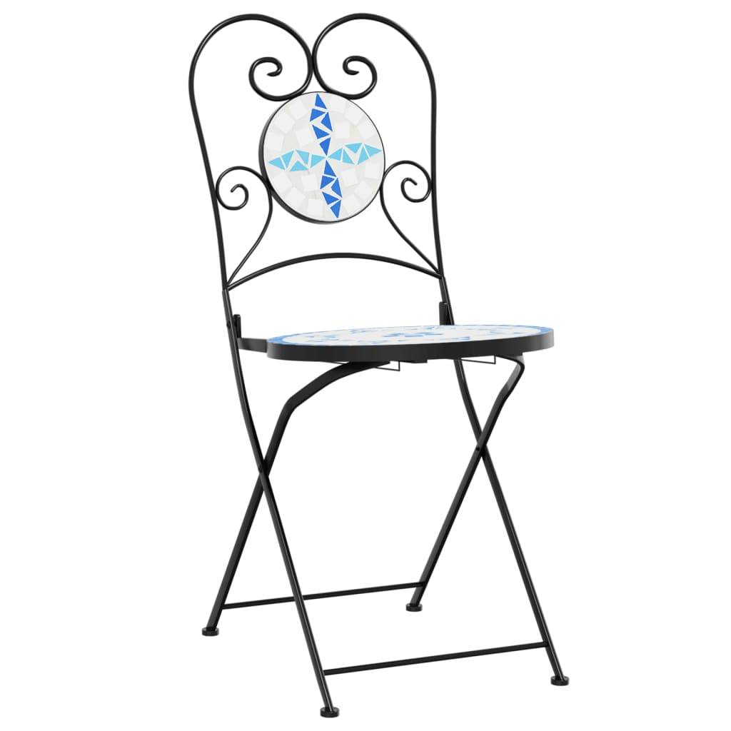 Maison Chic - Ensemble de bistro - Salon De Jardin mosaïque bleu et blanc fer et céramique MI735 - Image 4