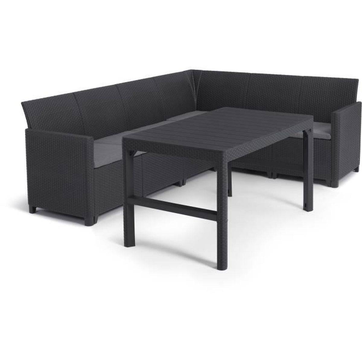 Salon d’angle extérieur 6 places gris graphite avec table basse 2 positions - ALLIBERT by KETER - Image 3