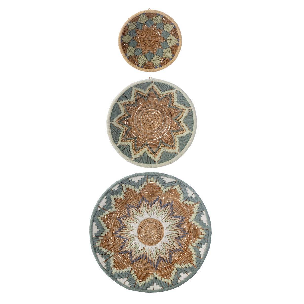 J-Line - Lot de 3 Déco Murales "Branche Bananier" 76cm Bleu Clair - Image 1