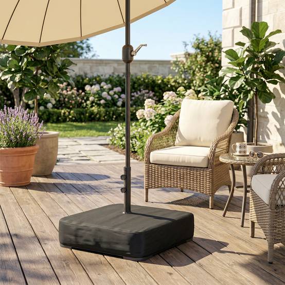 Pied de Parasol Lestage pour Parasol Déporté Remplissable Sable 90kg Mât Ø48mm Noir - ComfortXL Outdoor Living - Image 4