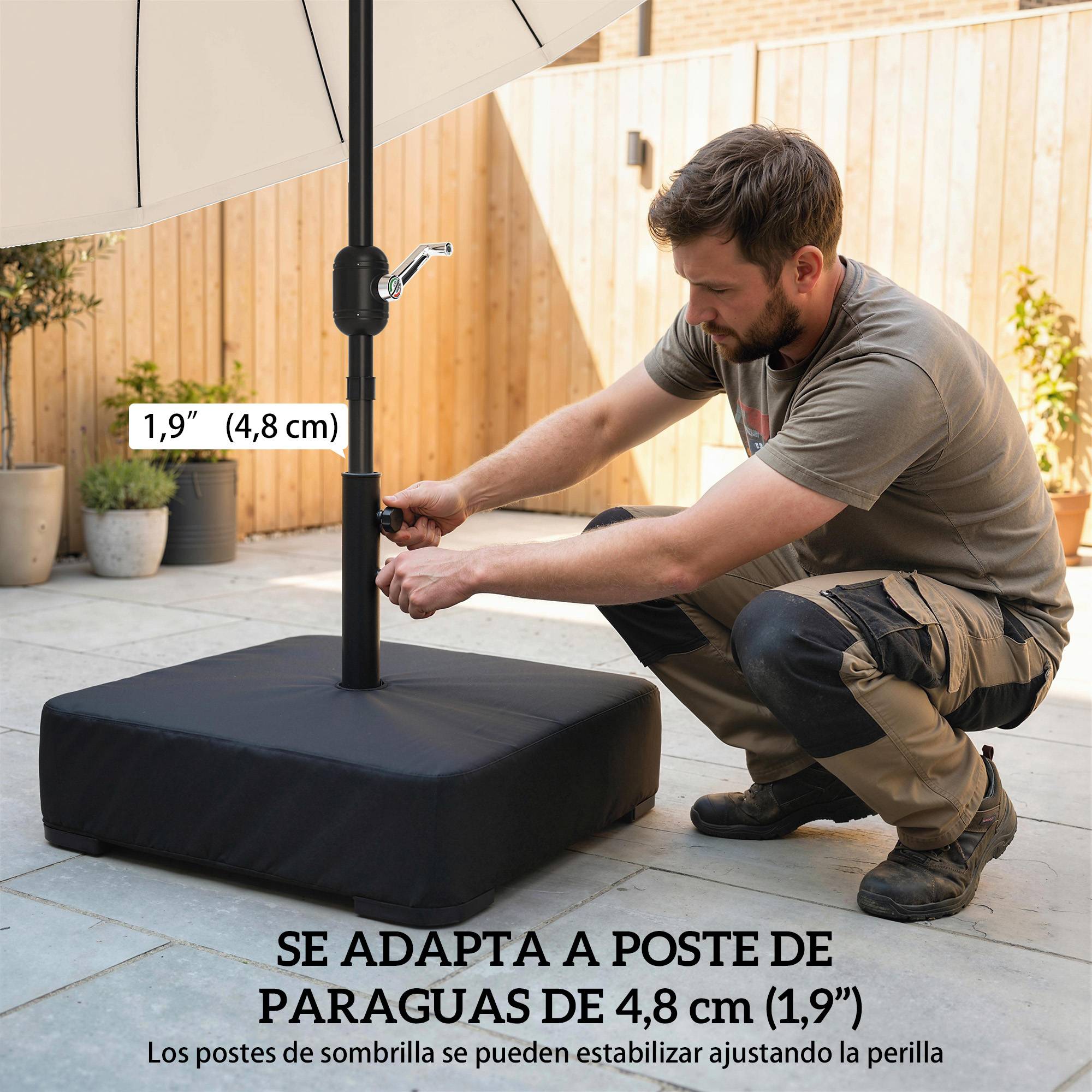 Pied de Parasol Lestage pour Parasol Déporté Remplissable Sable 90kg Mât Ø48mm Noir - ComfortXL Outdoor Living - Image 7