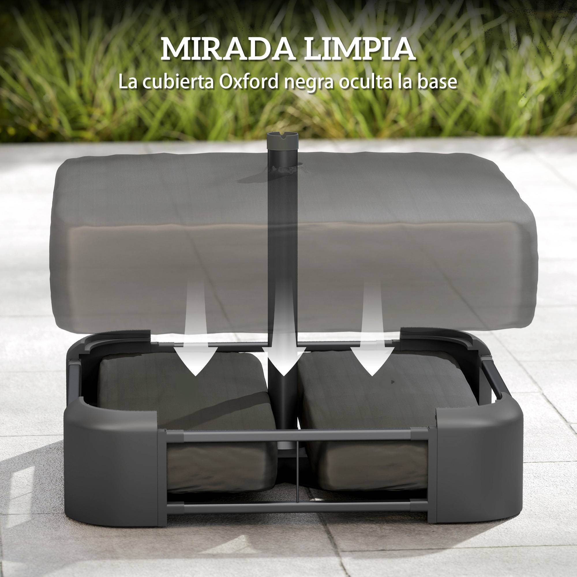 Pied de Parasol Lestage pour Parasol Déporté Remplissable Sable 90kg Mât Ø48mm Noir - ComfortXL Outdoor Living - Image 9