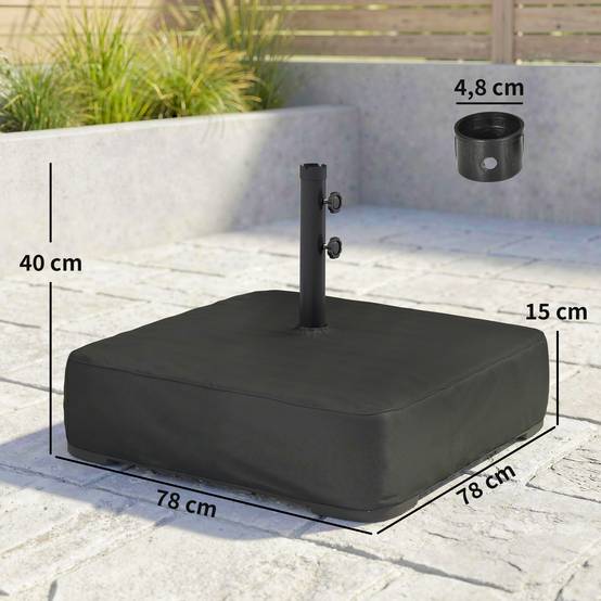 Pied de Parasol Lestage pour Parasol Déporté Remplissable Sable 90kg Mât Ø48mm Noir - ComfortXL Outdoor Living - Image 5