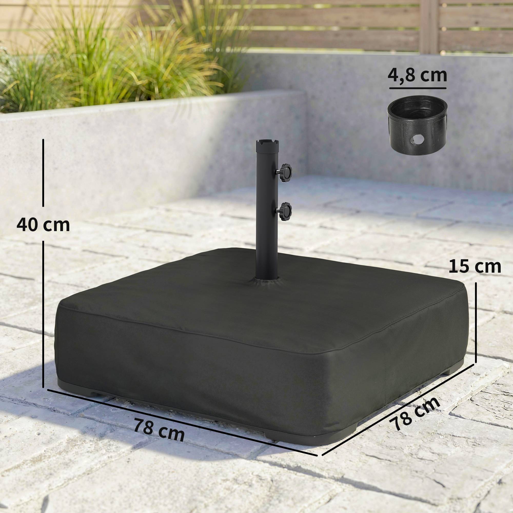 Pied de Parasol Lestage pour Parasol Déporté Remplissable Sable 90kg Mât Ø48mm Noir - ComfortXL Outdoor Living - Image 5