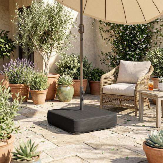 Pied de Parasol Lestage pour Parasol Déporté Remplissable Sable 90kg Mât Ø48mm Noir - ComfortXL Outdoor Living - Image 10