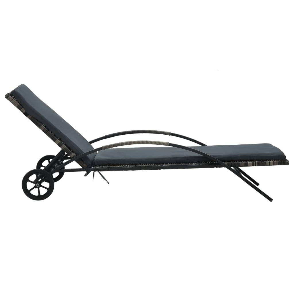 Helloshop26 - Lot de deux chaises longues transat 200 cm avec table résine tressée anthracite - Image 2
