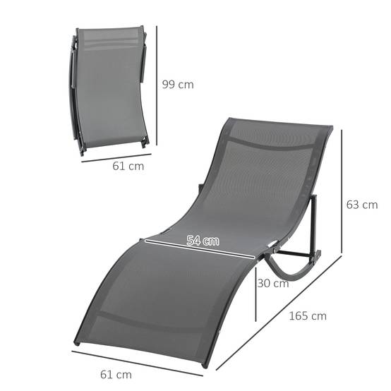 Sans Marque - Lot de 2 bains de soleil pliables, chaise longue jardin extérieur en aluminium et textilène anthracite - Image 4