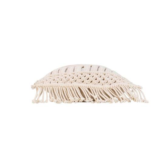 Coussin Déco à Franges "Macralina" 30x50cm Beige - Image 2