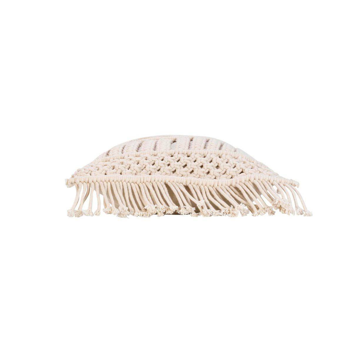 Coussin Déco à Franges "Macralina" 30x50cm Beige - Image 2