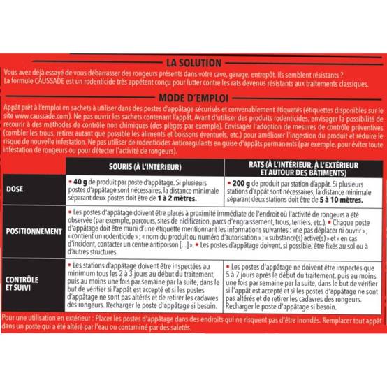 Lot de 2 boites Raticide Rats & Souris -Espèces Résistantes, seau de 300grs ( 15 x 20grs ) - Image 2