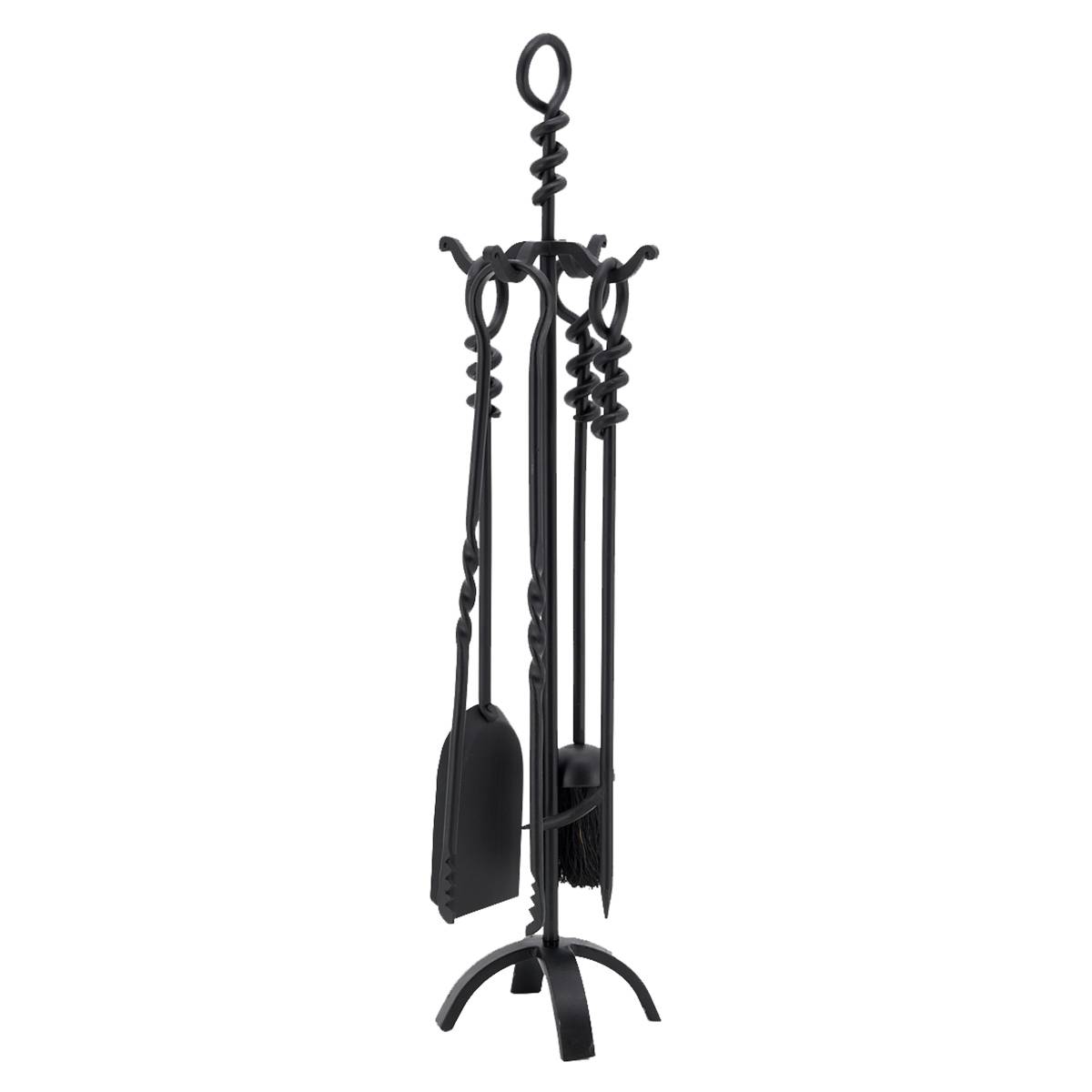Aubry Gaspard - Valet de cheminée en fer forgé noir 4 accessoires - Image 1