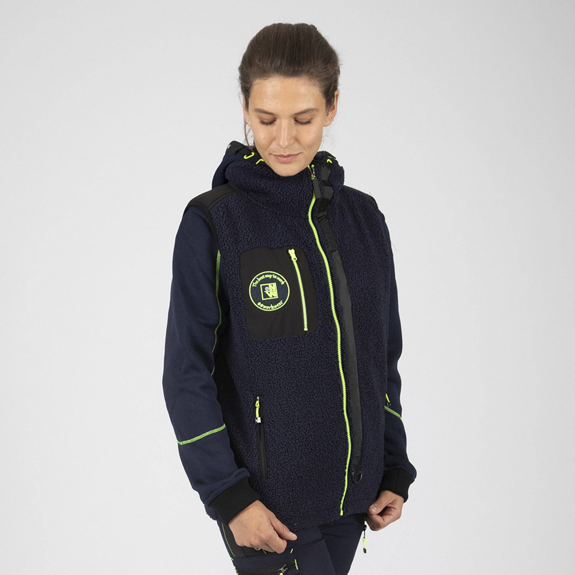 Nineworths - MAYA - POLAIRE SANS MANCHES DE TRAVAIL - 1129 | Marine / Jaune fluo - Image 2