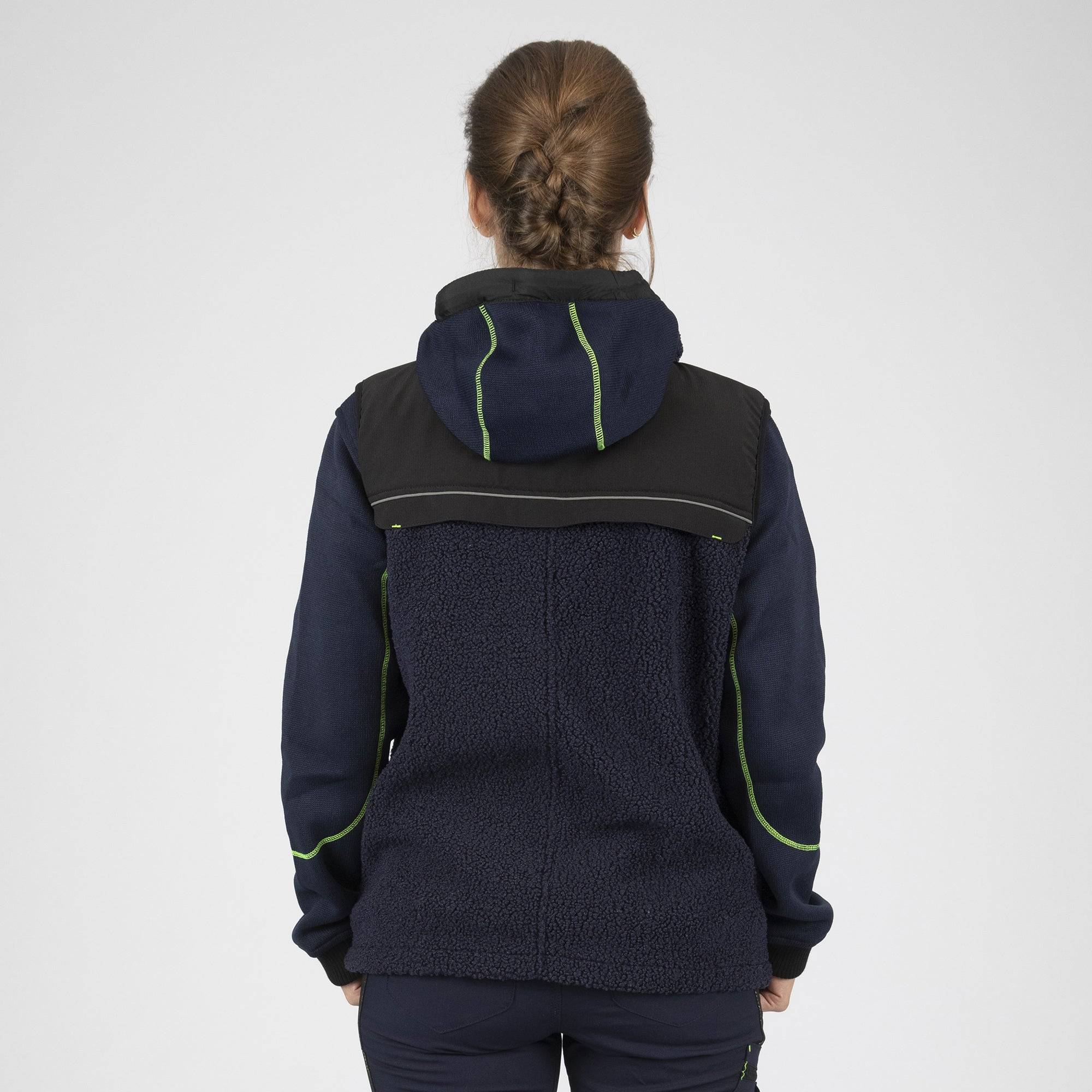 Nineworths - MAYA - POLAIRE SANS MANCHES DE TRAVAIL - 1129 | Marine / Jaune fluo - Image 3