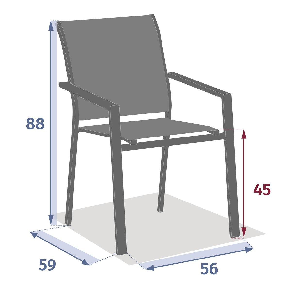 Hesperide - Fauteuil de jardin empilable "Essentia" anthracite & graphite en aluminium traité en epoxy - Hespéride - Image 8