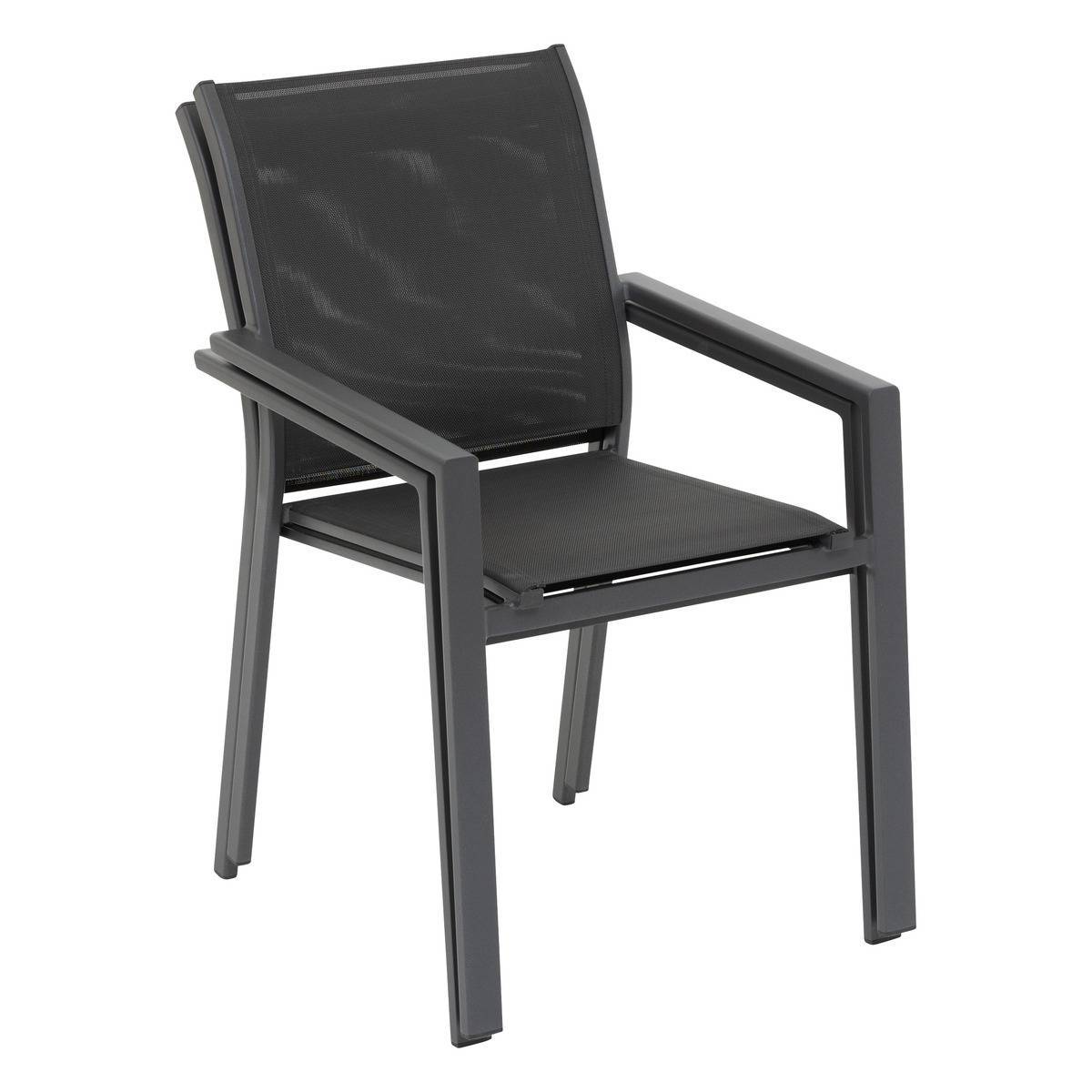 Hesperide - Fauteuil de jardin empilable "Essentia" anthracite & graphite en aluminium traité en epoxy - Hespéride - Image 3