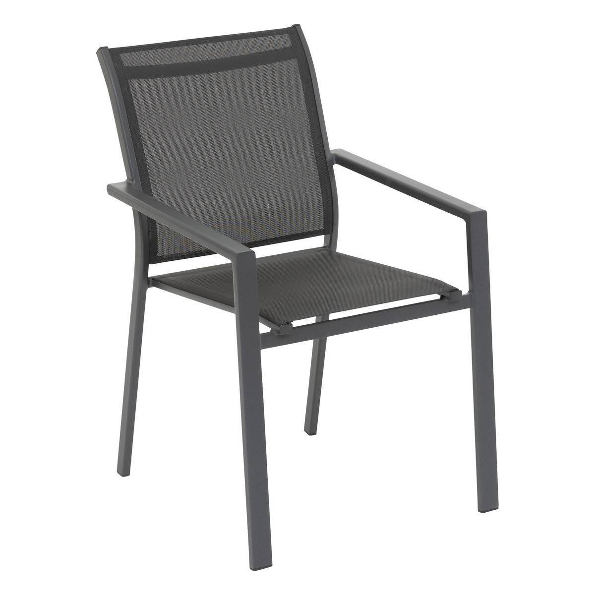 Hesperide - Fauteuil de jardin empilable "Essentia" anthracite & graphite en aluminium traité en epoxy - Hespéride - Image 2