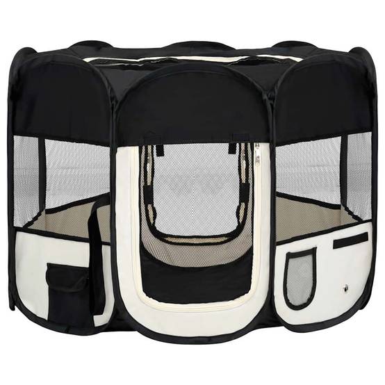 Parc pour chien pliable en tissu avec sac de transport pour voyage et maison Noir – ComfortXL Outdoor Living - Image 2