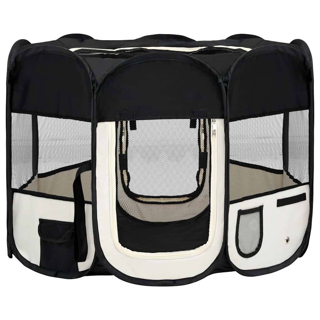 Parc pour chien pliable en tissu avec sac de transport pour voyage et maison Noir – ComfortXL Outdoor Living - Image 2