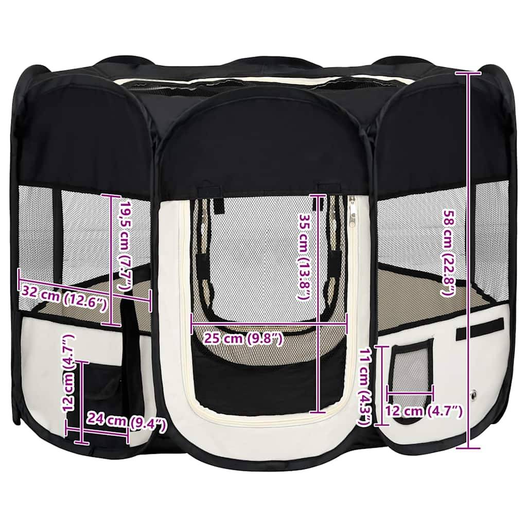 Parc pour chien pliable en tissu avec sac de transport pour voyage et maison Noir – ComfortXL Outdoor Living - Image 4