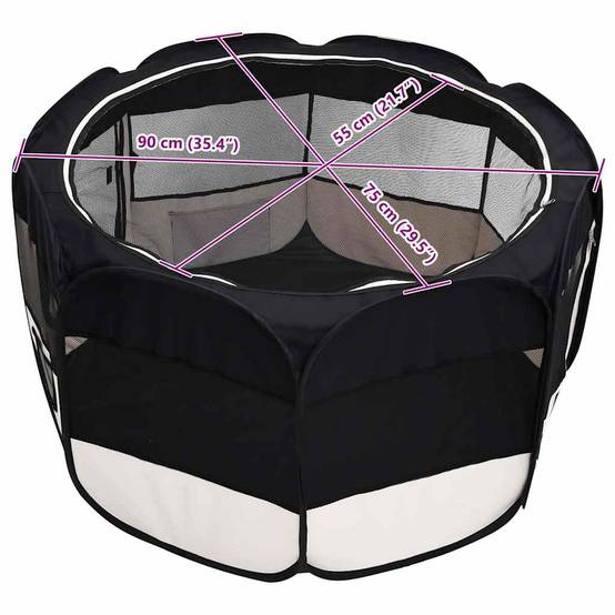 Parc pour chien pliable en tissu avec sac de transport pour voyage et maison Noir – ComfortXL Outdoor Living - Image 5