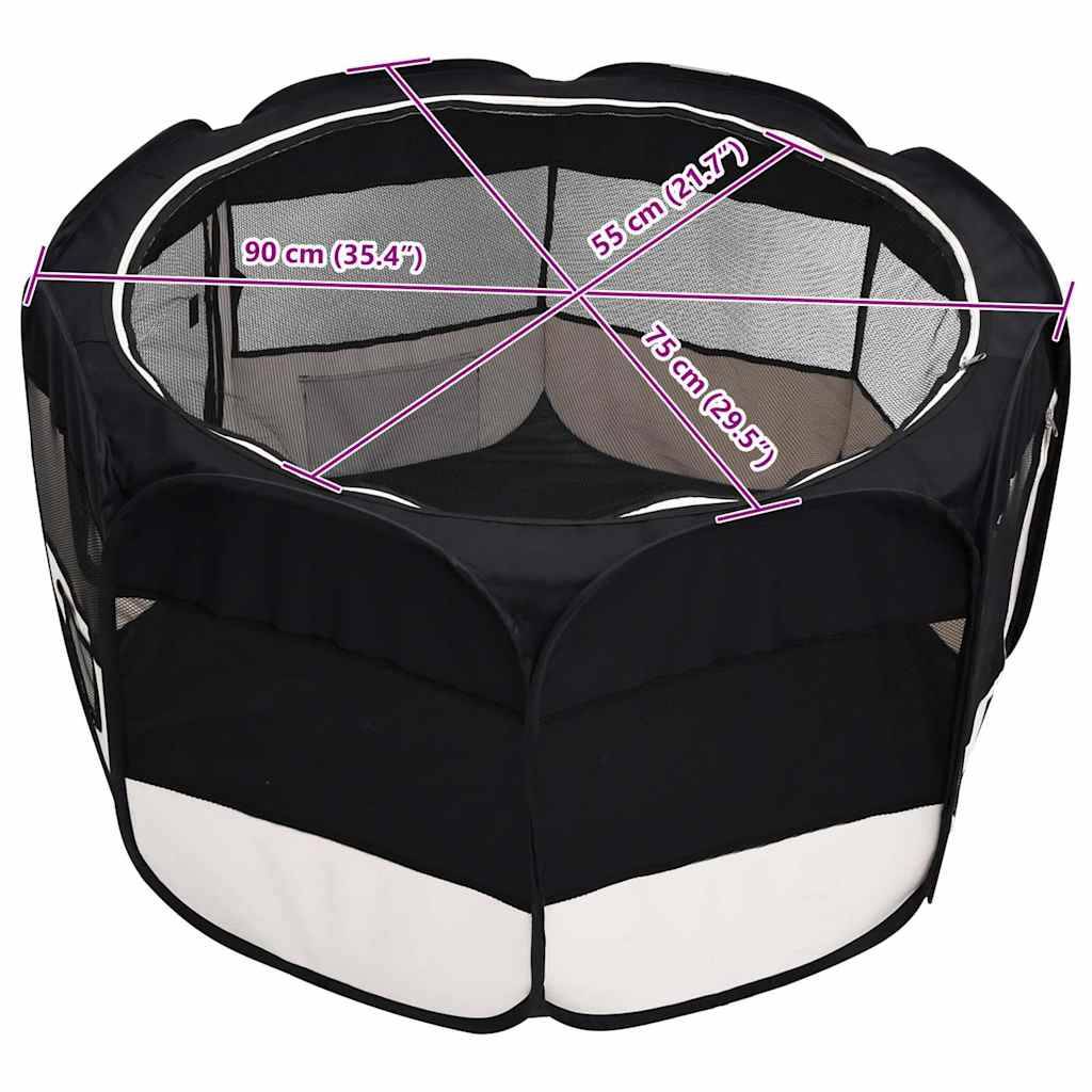 Parc pour chien pliable en tissu avec sac de transport pour voyage et maison Noir – ComfortXL Outdoor Living - Image 5
