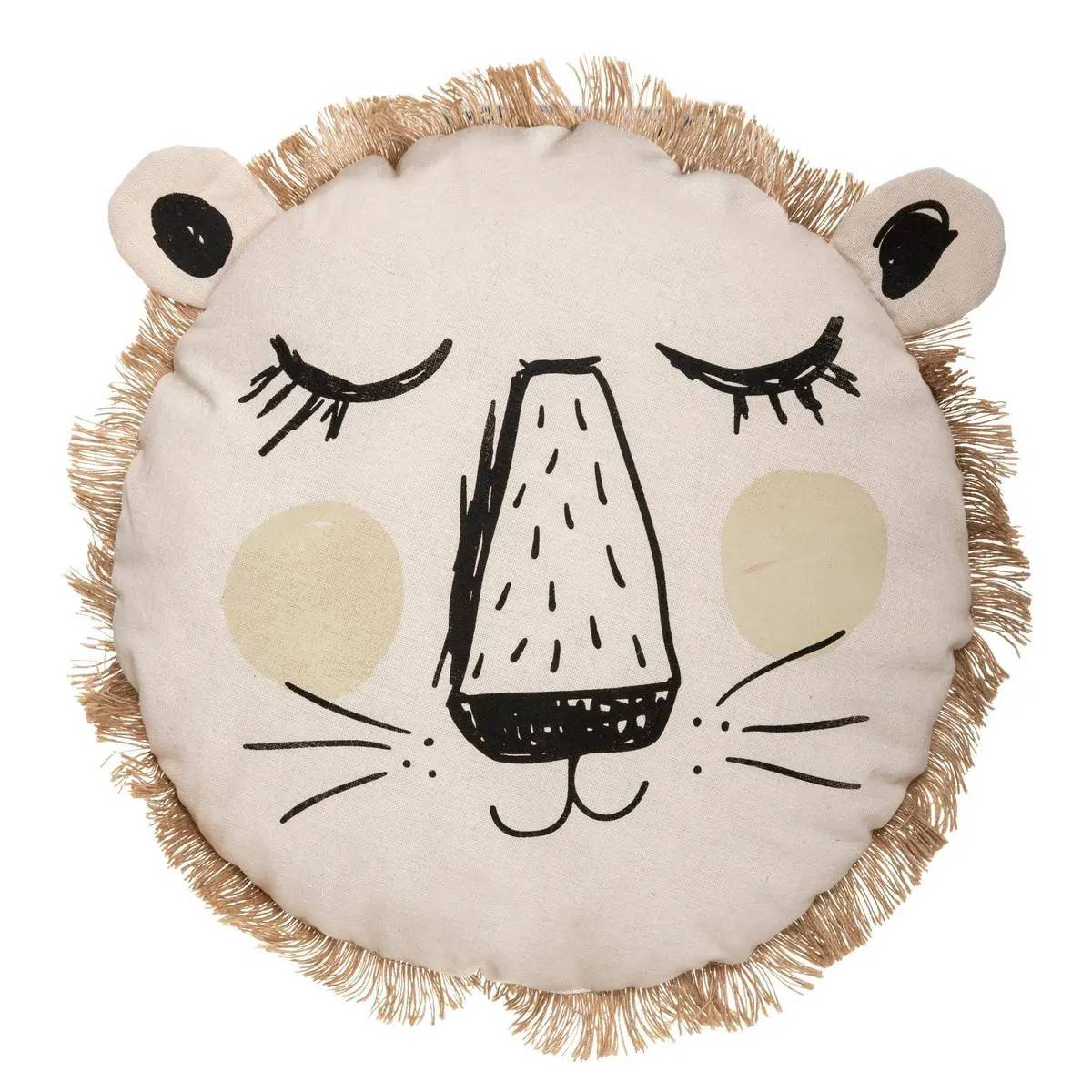 Coussin Déco "Lion Franges" 44cm Naturel - Image 1