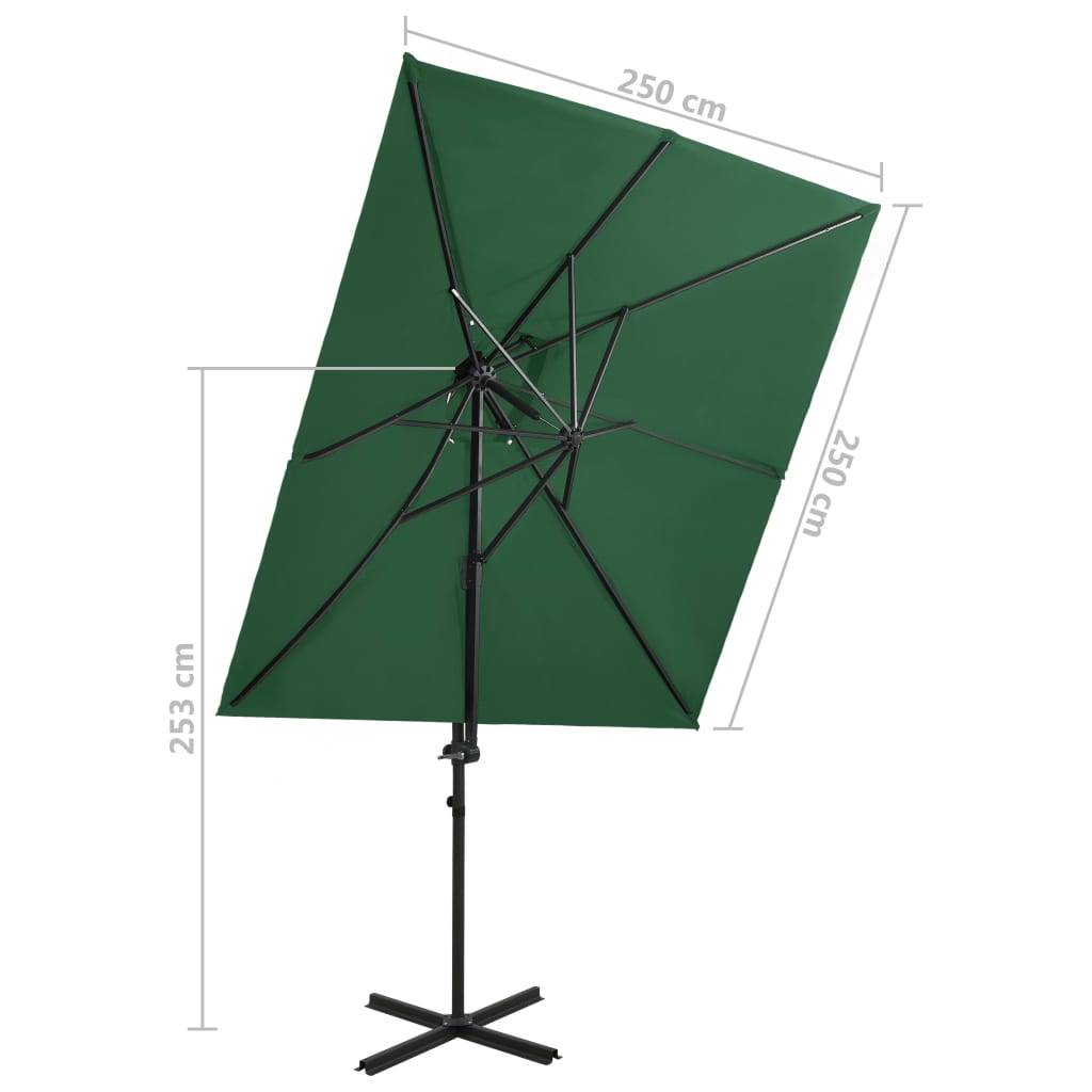 Helloshop26 - Parasol d'extérieur déporté à double toit 250 x 250 cm vert - Image 7
