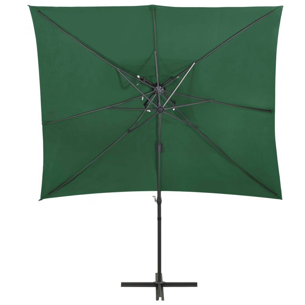 Helloshop26 - Parasol d'extérieur déporté à double toit 250 x 250 cm vert - Image 3