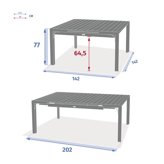 Hesperide - Table de jardin extensible "Évasion" en aluminium seigle & graphite traité époxy 10 places Hespéride - Image 7